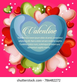 valentine cute heart with neon pink background