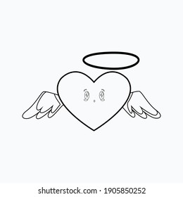 valentine cute kawaii angel love outline icon