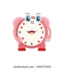 valentine cute kawaii clock vector