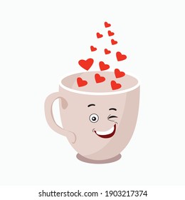 valentine cute kawaii cup love vector