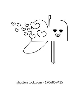 valentine cute kawaii mailbox love outline icon