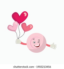 valentine cute kawaii plat carrying balloons vector