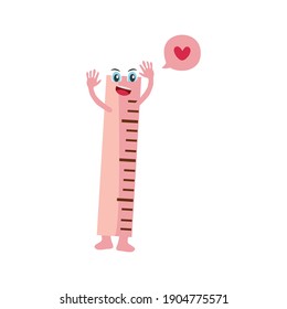 valentine cute kawaii ruler vector