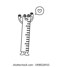Valentine Cute Kawaii Ruller Outline