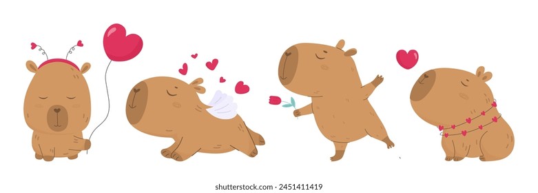 Valentine cute lovely capybara set