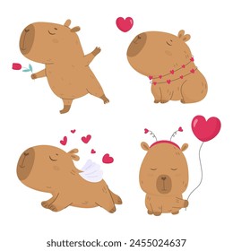 Valentine cute lovely capybara set