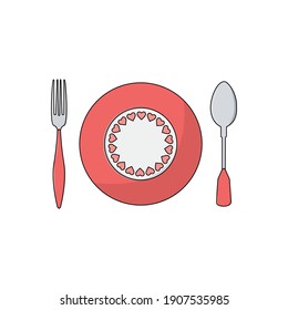 Valentine Cutlery Set  Fill Line Icon