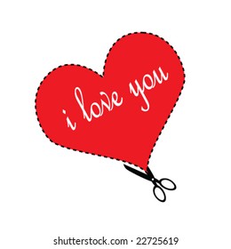Valentine Cut-out with "I Love You" Vector