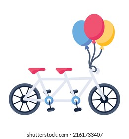 Ciclo de San Valentín con globos, icono plano 

