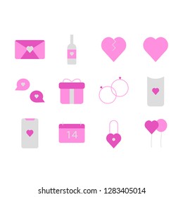 Valentine date icon , flat style, Valentines day signs and love symbols. Wedding infographics, 