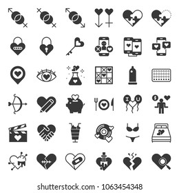 Valentine, Dating, love and romance solid icon size 128 px, drawing on grid system
