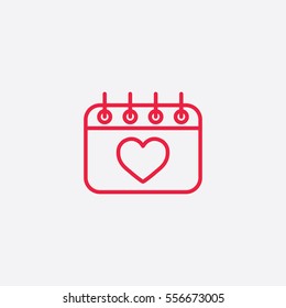 valentine day 14 february calender date date love celebration red on white background line vector icon
