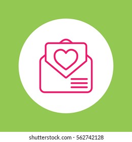 valentine day 14 february card envelope with heart line icon