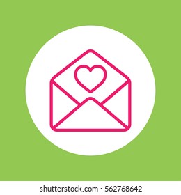 valentine day 14 february card envelope with heart line icon