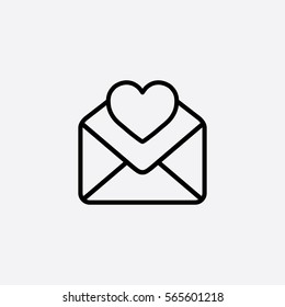 valentine day 14 february card envelope with heart line icon