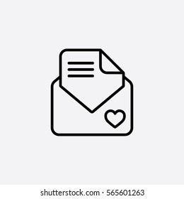 valentine day 14 february card envelope with heart line icon