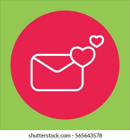 valentine day 14 february card envelope with heart line icon