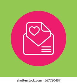 valentine day 14 february card envelope with heart line icon