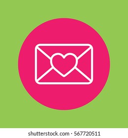 valentine day 14 february card envelope with heart line icon
