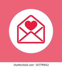 valentine day 14 february card envelope with heart simple icon