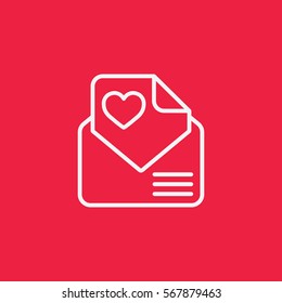 valentine day 14 february card envelope with heart line icon