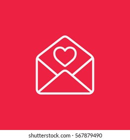 valentine day 14 february card envelope with heart line icon