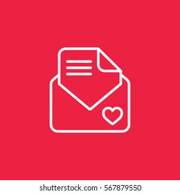 valentine day 14 february card envelope with heart line icon