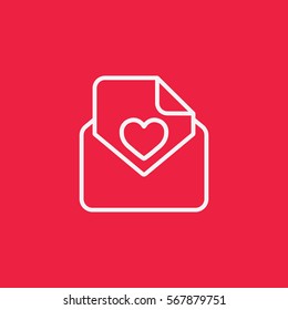 valentine day 14 february card envelope with heart line icon