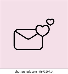 valentine day 14 february card envelope with heart line icon