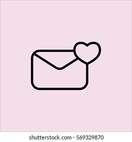 valentine day 14 february card envelope with heart line icon