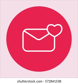 valentine day 14 february card envelope with heart line icon