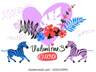 Valentine day 2020. Happy spring  party. Love you. Xoxo. Romantic collection. Quote, text, hashtag, tag. Template for party invitation, banner, flyer, postcard.Sketch vector illustration.