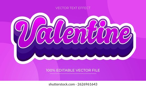 Valentine day 3D Editable Text Effect with purple color theme