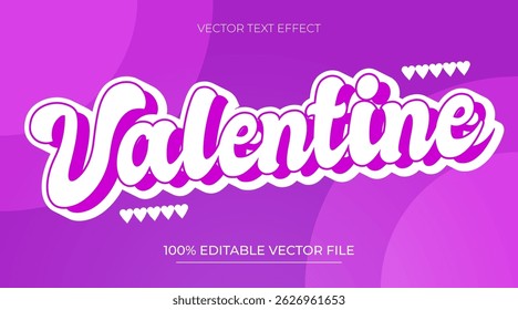 Valentine day 3D Editable Text Effect with purple color theme