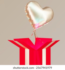 valentine day 3d render vector balloon heart holiday gold red 