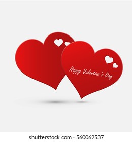 Valentine day abstract background with cut paper heart. Vector illustration