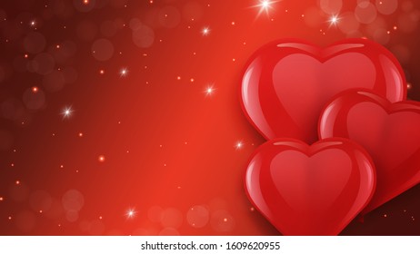 Valentine day background with 3d balloons heart and empty space for your text. Social media banner template good for wallpaper, party, birthday, woman's day, valentine's day. Vector illustration