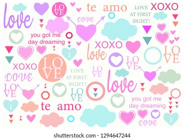 Valentine day background . Can be used as gift wrapping paper, wallpaper,web page backgrounds, invitation card. Vector.