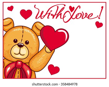 Valentine day  background and cute teddy bear   hearts