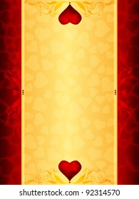 Valentine day background with floral ornaments and jewel hearts