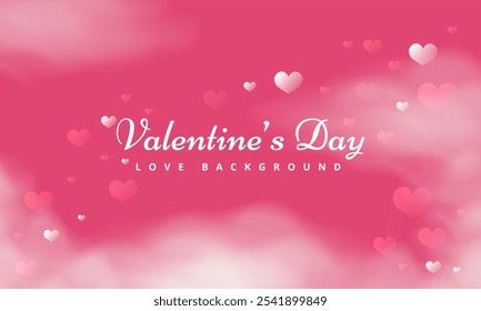 Valentine Day Background. Heart Gradient Heart and vector Cloud. Happy Valentine's Day poster. Greeting card. Pink color wedding banner. Valentine's day abstract background of heart shape