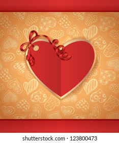 Valentine day background with heart- shaped red card