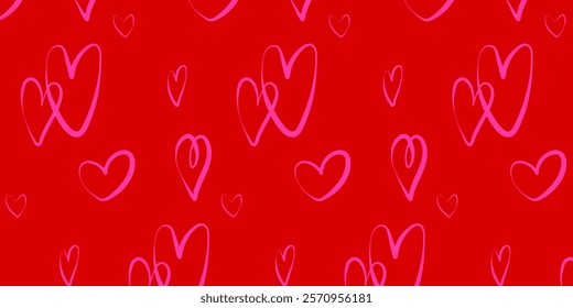 Valentine day background, red heart seamless pattern