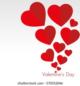 Valentine day background with red hearts