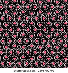 Valentine day background, seamless pattern with hearts in pink and red color,LOVE