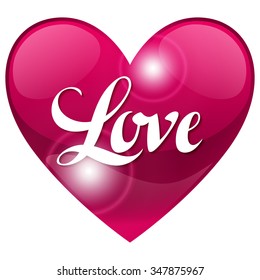 Valentine day background with word love and heart. Design greeting cards, banners. Concept for wedding invitation.