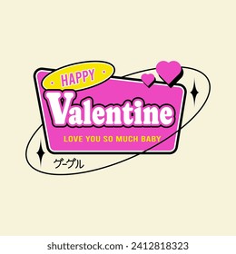 Valentine day badge lettering retro vintage vector perfect for sticker