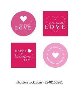 Valentine day badges labels vector set