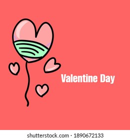 Valentine Day Baloon using a mask. quarantine mask flat design baloon good for invitation