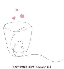 Valentine day banner cup of coffee vector illustration
